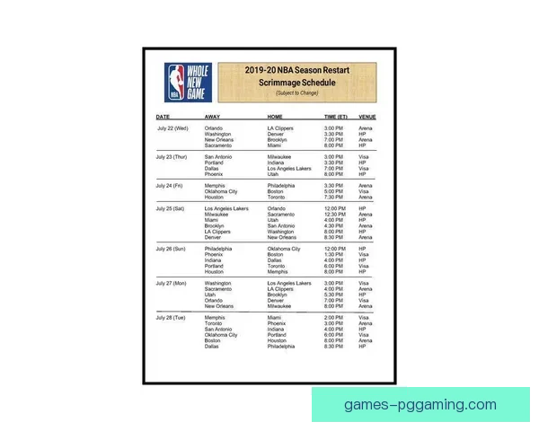 NBA常规赛赛程及比赛时间安排